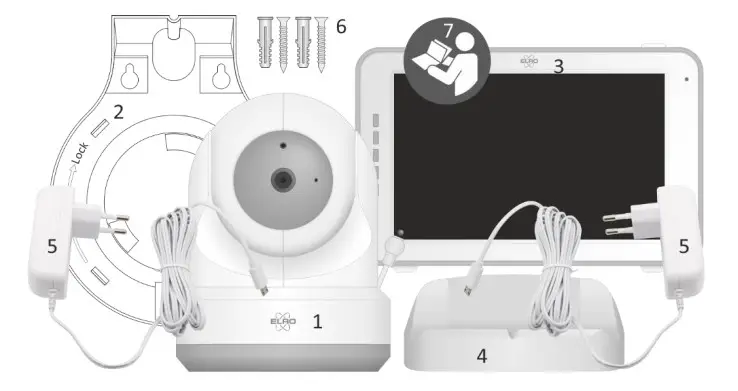 ELRO BC3000 Baby Monitor Royale XL Touch Screen- Box content