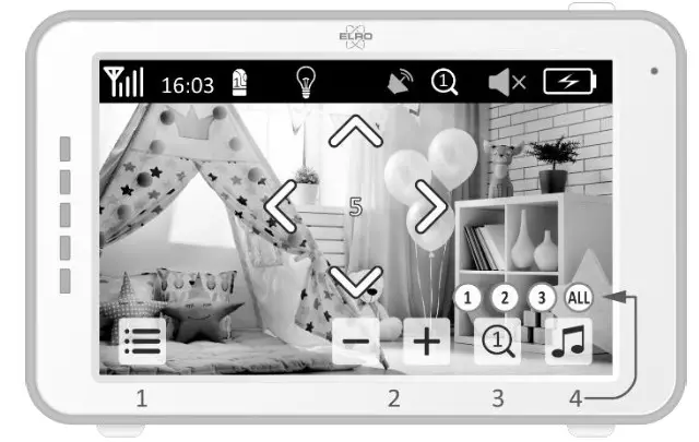 ELRO BC3000 Baby Monitor Royale XL Touch Screen- Control buttons