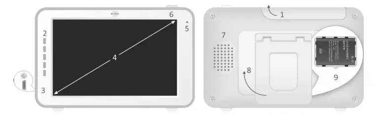 ELRO BC3000 Baby Monitor Royale XL Touch Screen- Monitor overview