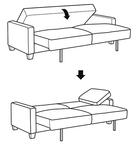 LIVING SPACES Pascal Drop Back Sofa Bed- drop down