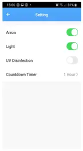 MORRIS MAP 36310 Air Purifier-Setting