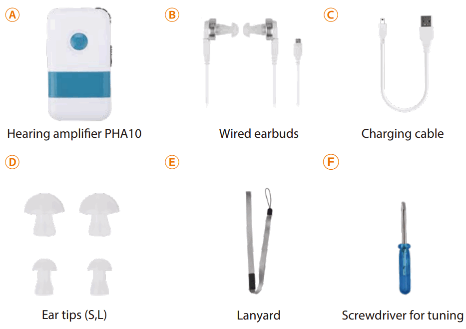 Avantree PHA-10 Personal Hearing Amplifier - Box Content