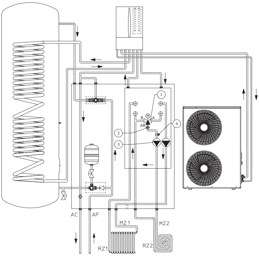 IMMERGAS COD. 3.031186 Additional Kit 2nd Mixed Zone - HYDRAULIC DIAGRAM FOR