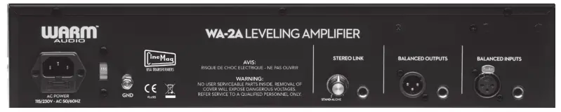 WARM AUDIO WA 2A Optical Tube Compressor - BACK PANEL
