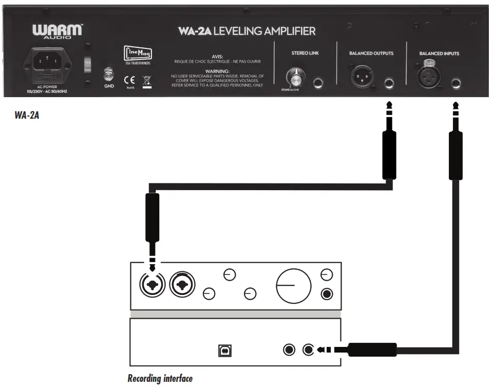 WARM AUDIO WA 2A Optical Tube Compressor - HOOKUP DIAGRAMS