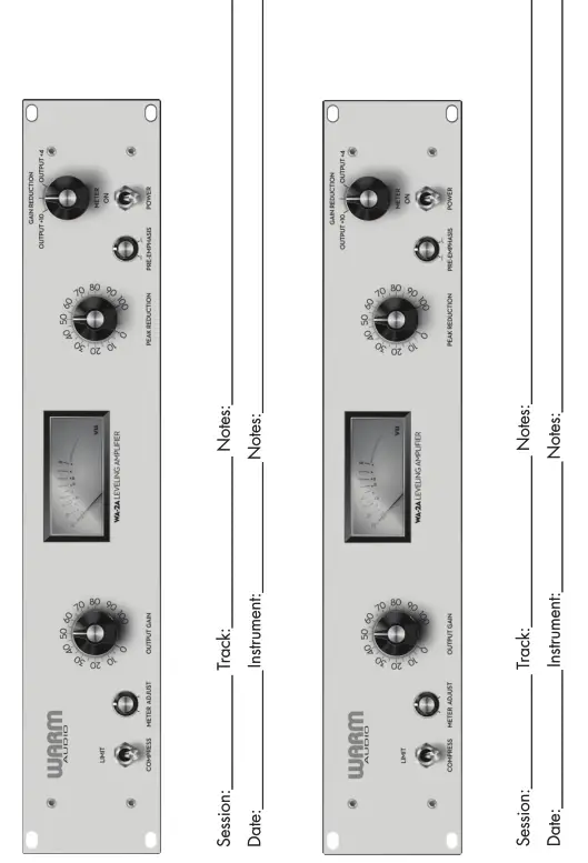WARM AUDIO WA 2A Optical Tube Compressor - RECALL SHEETS