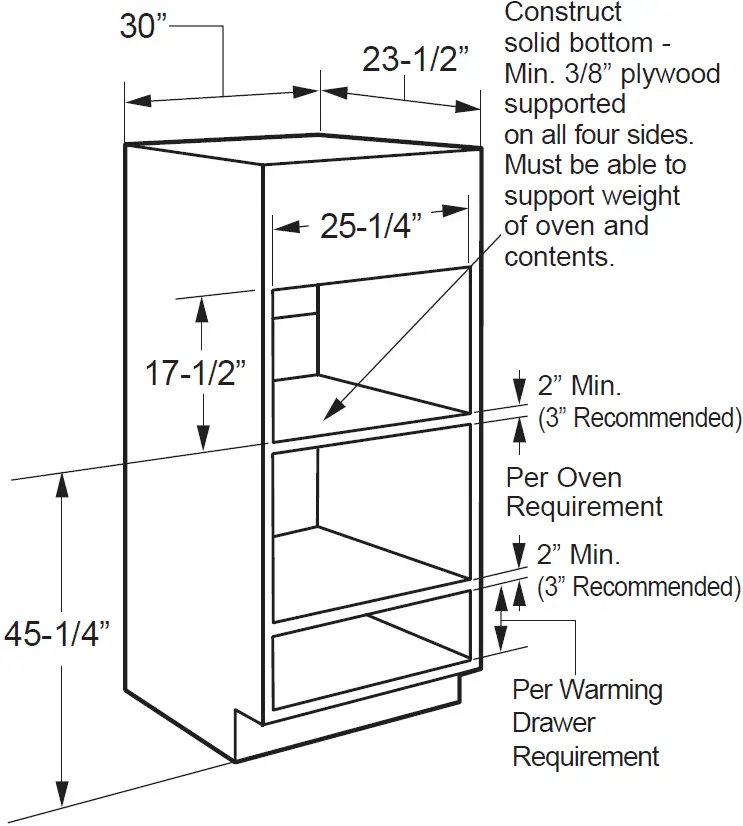 Installation over a Wall Oven and Warming Drawer