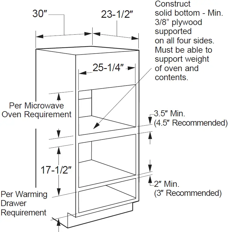 Installation under a Microwave Oven and over a Warming Drawer