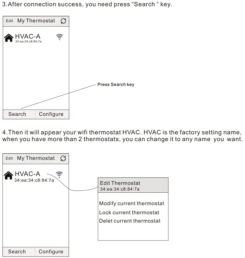 BEOK TGT70 WiFi Fan Coil Thermostat Instruction Manual - Connection Thermostat with Phone