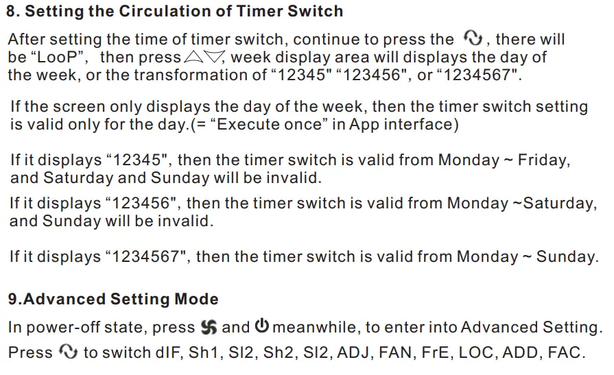 BEOK TGT70 WiFi Fan Coil Thermostat Instruction Manual - Thermostat Operation Instruction