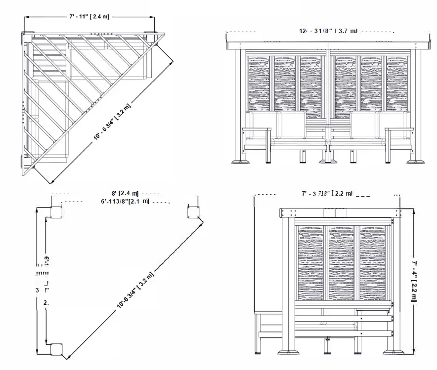 Backyard DISCOVERY Ridgedale 8 ft. x 8 ft. White Steel Modern Cabana Pergola 10