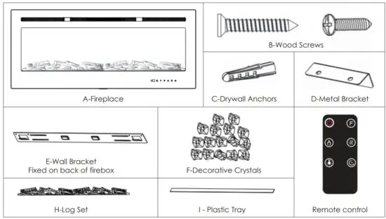 North West Fireplace 193772MBP Hastings Home 50 in W Black LED Electric Fireplace - figure 2