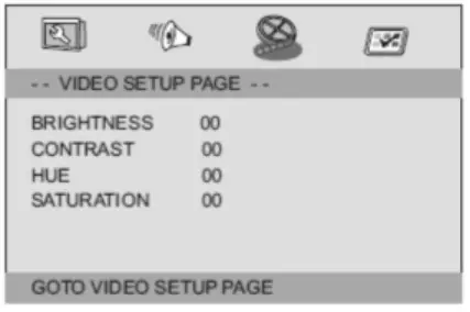 Lenco DVP 1010BK Portable 10 Inch DVD Player - Video Setup page
