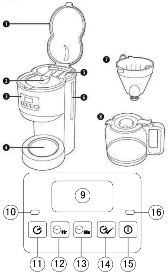 DOMO DO477 478 479K Coffee Maker with Timer PARTS