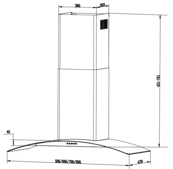 electriq eiQ80CURVSCTM Canopy - DIMENSIONS