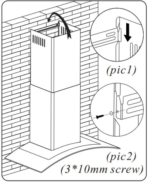 electriq eiQ80CURVSCTM Canopy - lower chimney