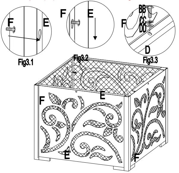 SUNJOY GROUP A301016900 Lyra 26-Inch Square Wood Burning Firepit - Fig16
