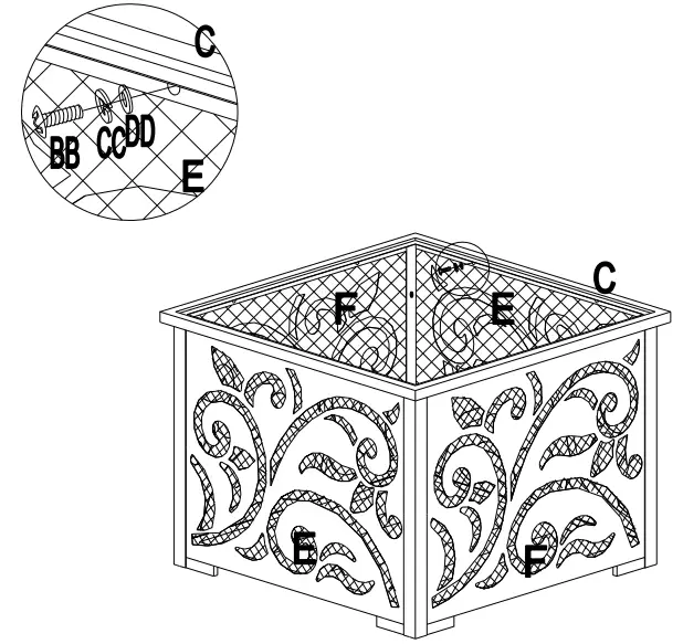 SUNJOY GROUP A301016900 Lyra 26-Inch Square Wood Burning Firepit - Fig17