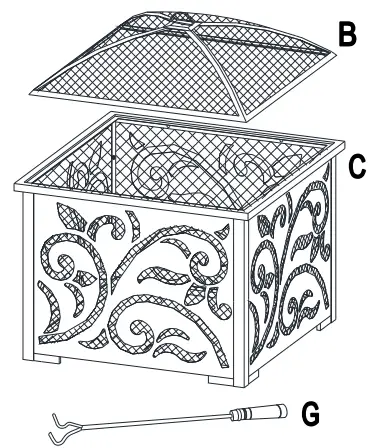 SUNJOY GROUP A301016900 Lyra 26-Inch Square Wood Burning Firepit - Fig18
