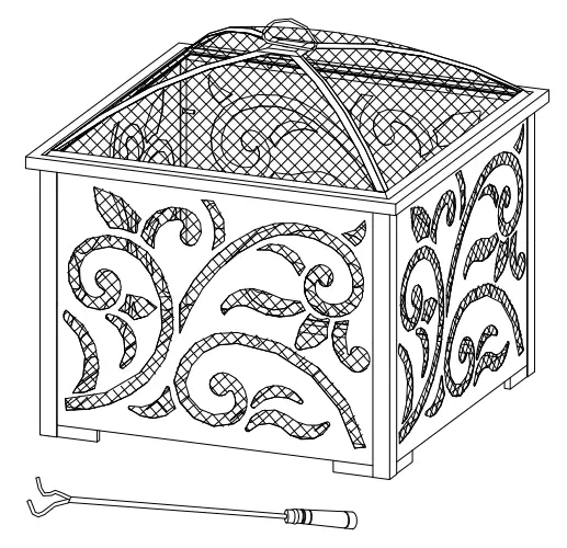 SUNJOY GROUP A301016900 Lyra 26-Inch Square Wood Burning Firepit