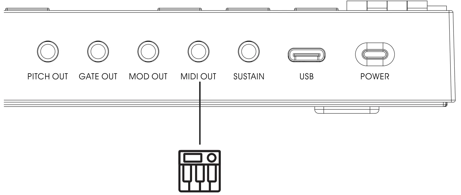 MiDiPLUS Vboard 25 25 Keys Folding MIDI Keyboard - Rear Panel 1