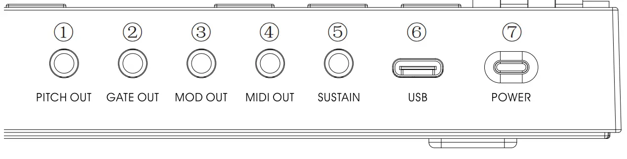 MiDiPLUS Vboard 25 25 Keys Folding MIDI Keyboard - Rear Panel