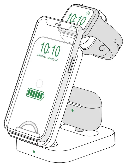 Chargers ST A112Q 3 In 1 Wireless Charging Station-