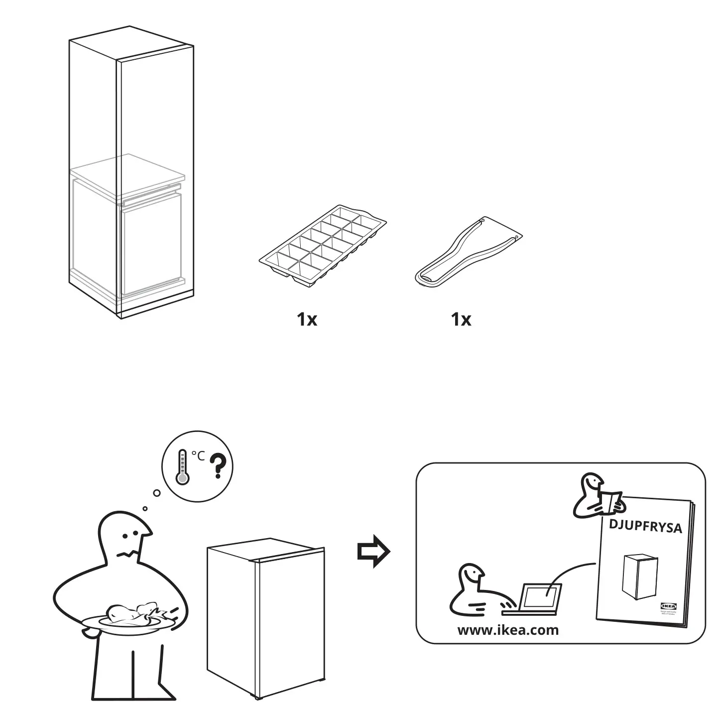 IKEA DJUPFRYSA Freezer - parts and use instraction