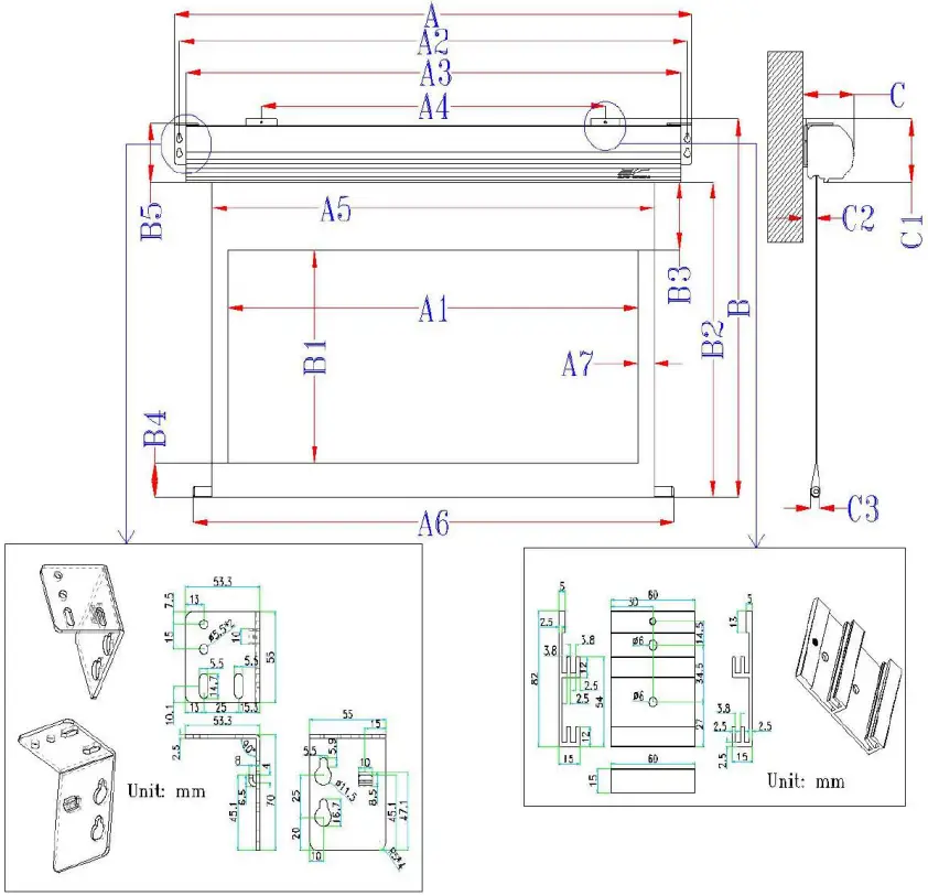 ELITE SCREENS SAKER SERIES Projector Screens - Drawings