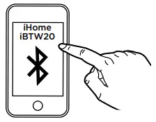 iHome iBTW20 Timebase Dual-Charging Alarm Clock and Wireless Speaker -Connecting to Bluetooth