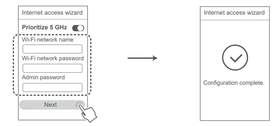 HUAWEI WiFi AX3 Dual Core WiFi 6 Router User Guide - Set a new Wi-Fi name, Wi-Fi password, and admin password for the new router