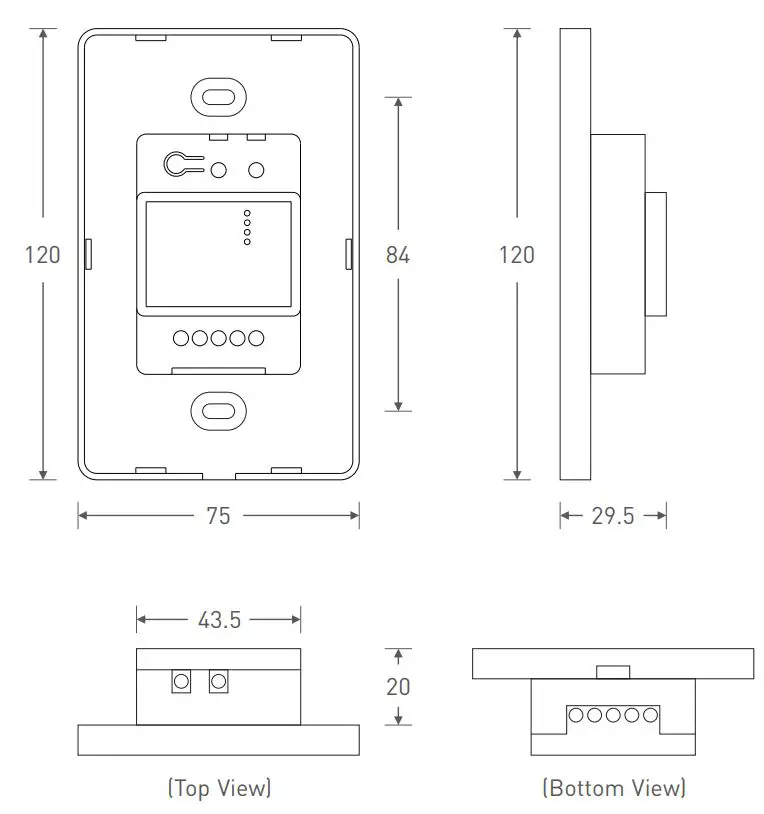 LTECH UB1 Intelligent Touch Panel Instruction Manual - Product Size