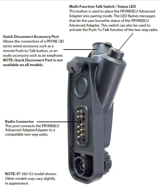 PRYME BT-583 Advanced BT Adapter for Portable Radio fig 1