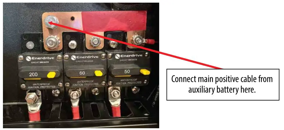 Enerdrive K-Wanderer power System Series The Wanderer - Connect your auxiliary battery positive cable