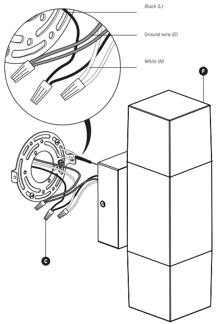 artika OUT LOC MB Lorian LED Wall Light - connection the wires