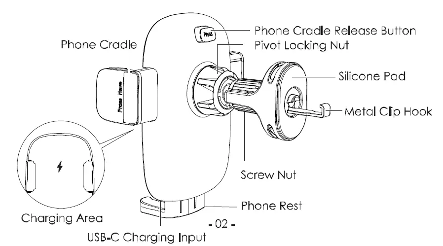 AUKEY HD-C60 Wireless Charging Phone Mount fig 1
