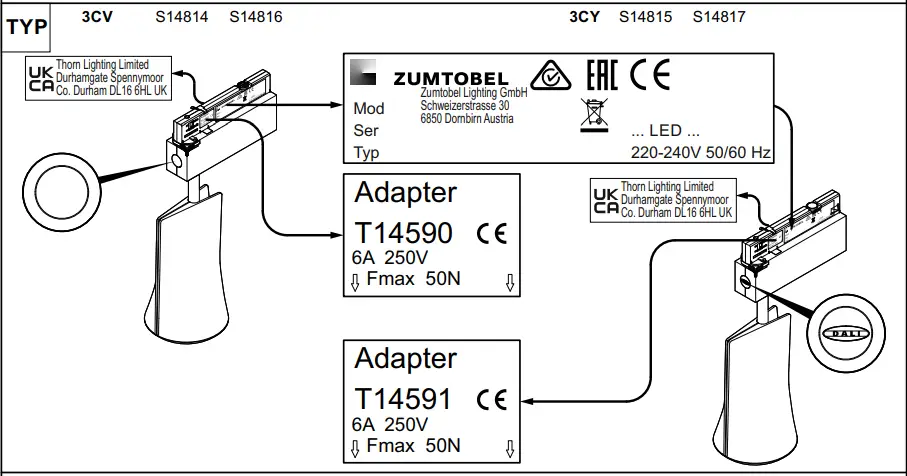 ZUMTOBEL IYON S Round LED Track Light Instruction 2