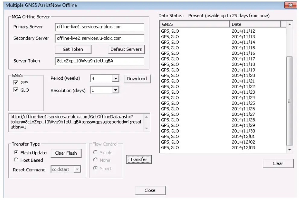 u-blox NL-8022MU 8-Multi GNSS USB Roofmount Receiver - following server