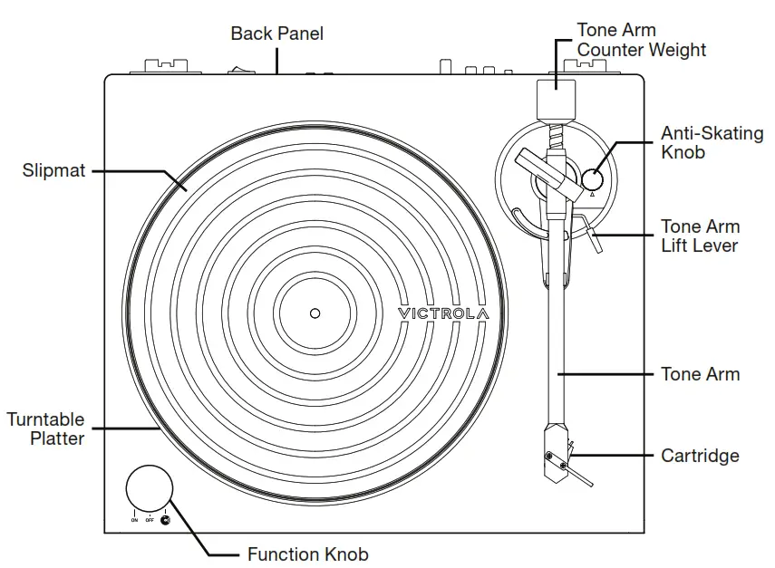 VICTROLA VPT-1000 Belt Drive T1 Turntable - Top View