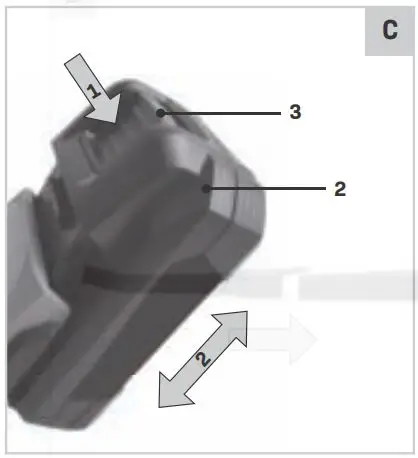 VONROC S_LB502DC Leaf Blower Instructions - Inserting & removing the battery into the machine