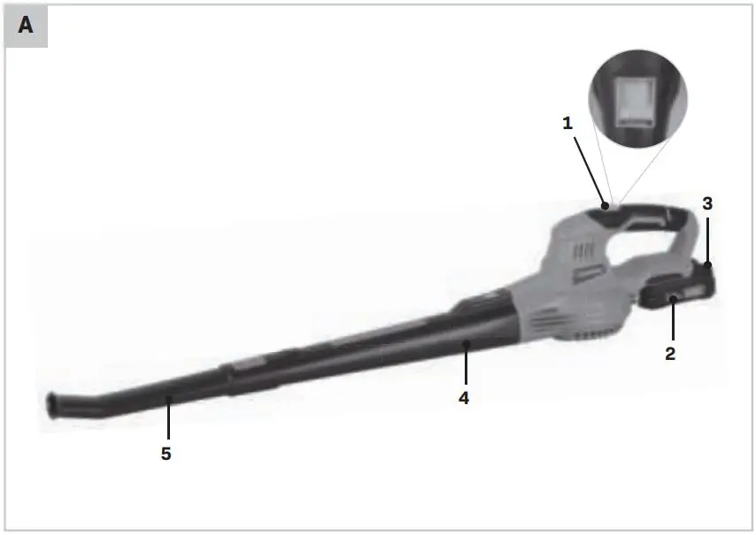 VONROC S_LB502DC Leaf Blower Instructions - Switching the machine on,off