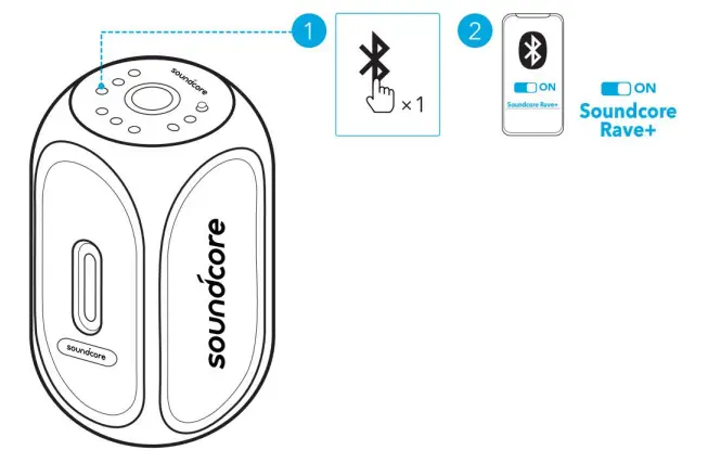 soundcore A3107H11 Rave+ Portable Speaker - Bluetooth Pairing