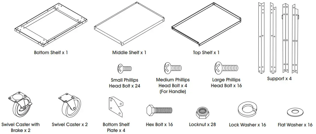 ULINE Stainless Steel Service Cart -Bottom Shelf x 1