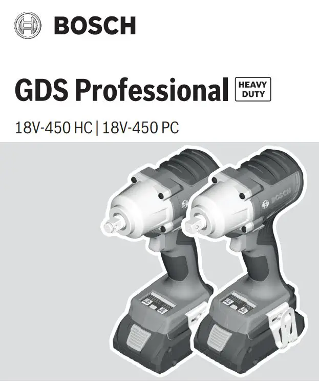 BOSCH 18V-450 HC Cordless Impact Wrench Instruction Manual