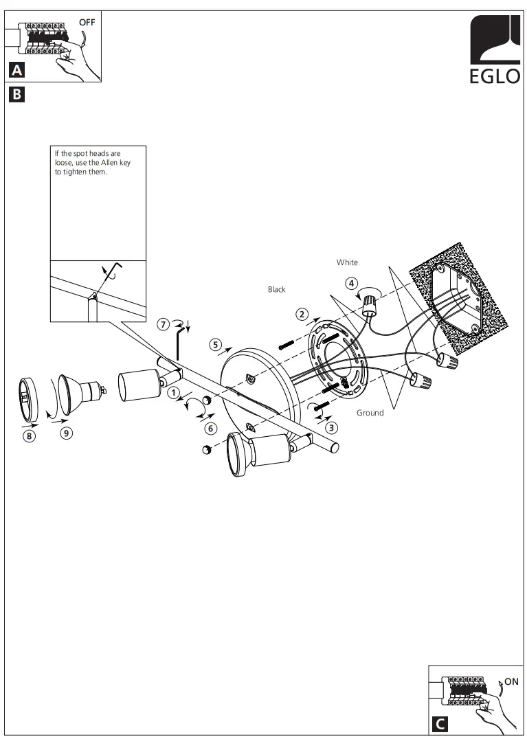 EGLO 205138A SHIVERING120 Structured Black Track Lighting Ceiling - Fig