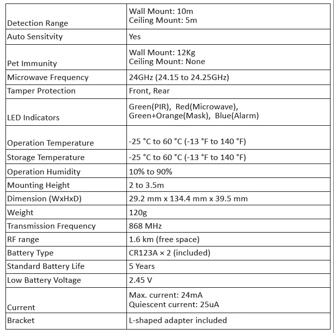 HIKVISION DS-PDC10DM-EG2-WE Wireless Dual-Tech AM Curtain Detector 3