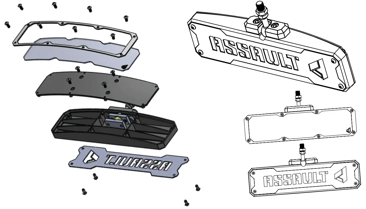 ASSAULT INDUSTRIES RVM-U-BOMBS-XX-EPR Bomber Convex Center Mirror