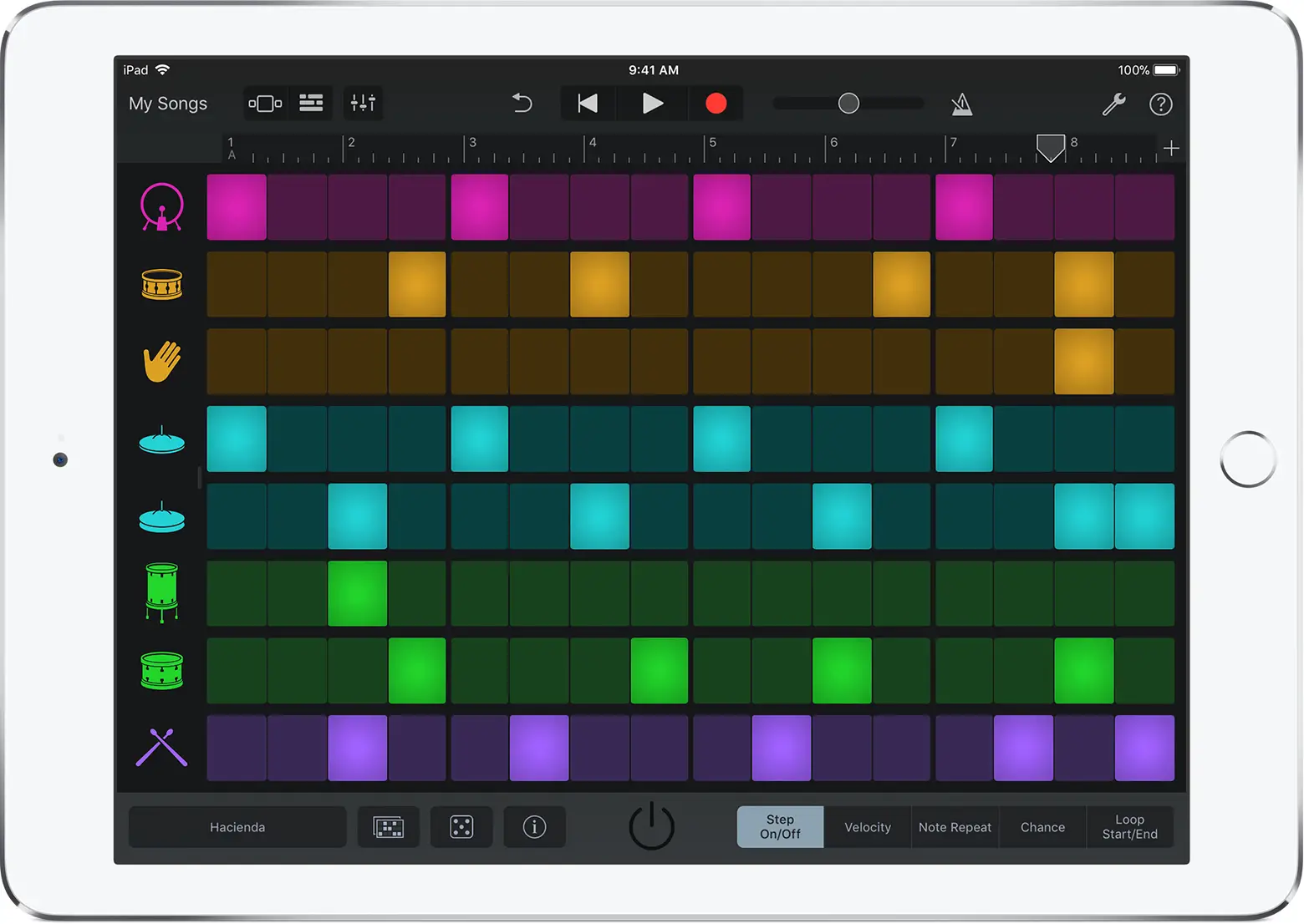 Beat Sequencer screen