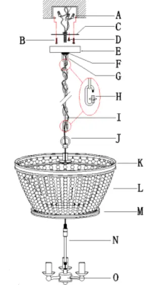 Uolfin 4978177 3-Light Antique Gold Global Beaded Chandelier 03