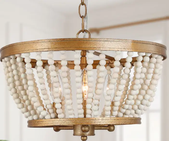 Uolfin 4978177 3-Light Antique Gold Global Beaded Chandelier product